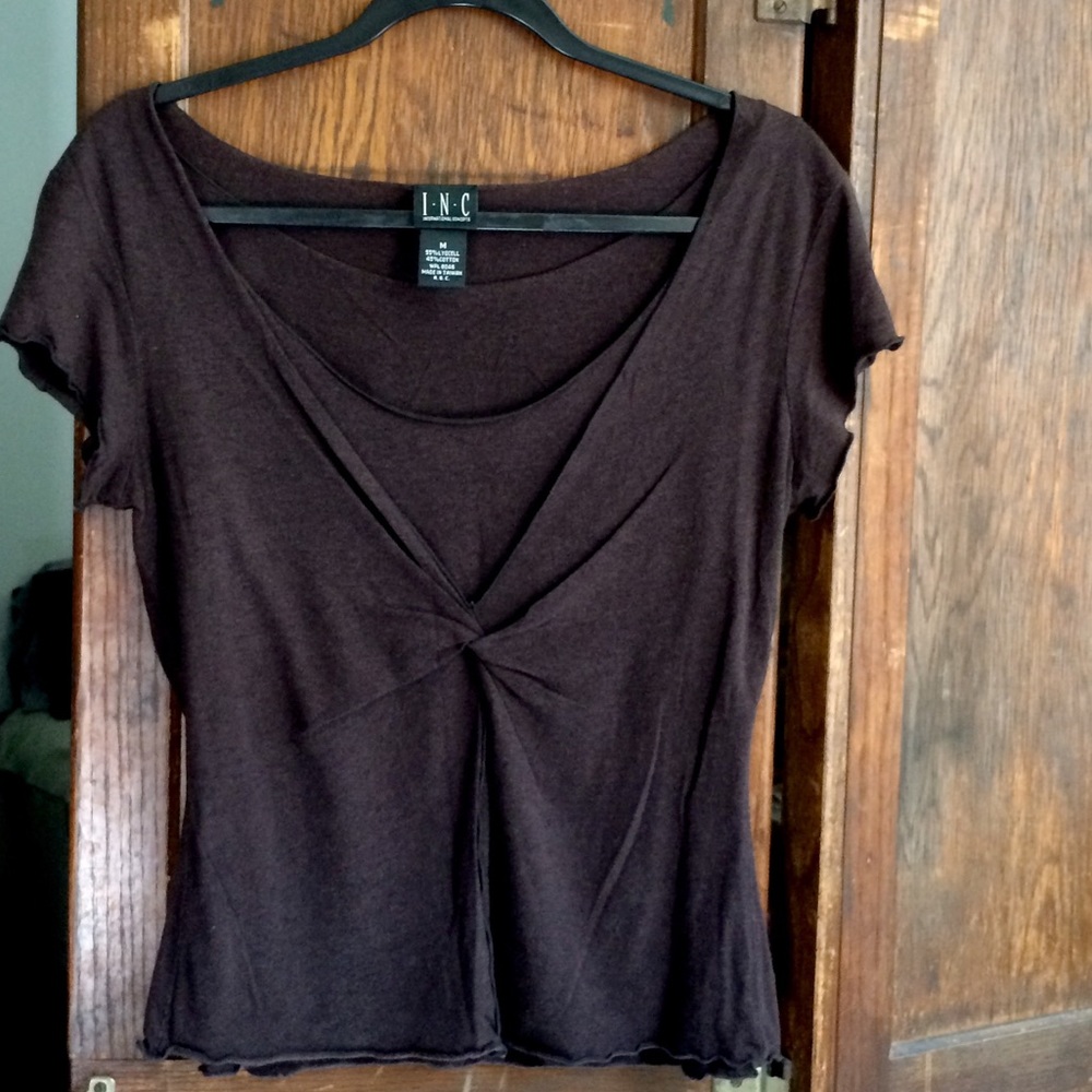 I•N•C Eggplant Top Cap Sleeves (M) Like New